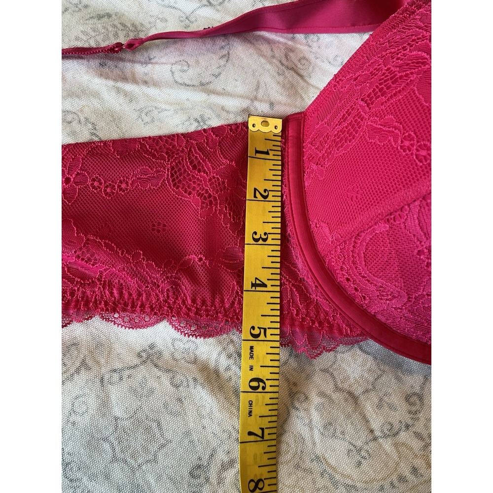 TORRID, Women's Bra,‎ 42D Plunge Push-up Chelsea Lace, Heart Diamond Strap Pink - Picture 4 of 14